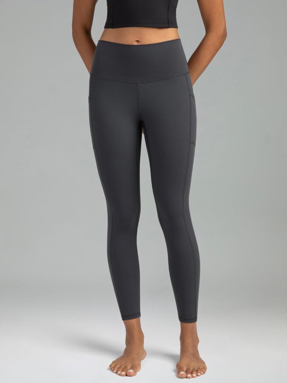 Women's High Waisted Yoga Pants 7/8 Length Leggings with Pockets - Picture 4 of 8